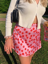 New Y2k Satin Floral Mini Skirts With Shorts High Waist Pink Summer Boho Sweet Style Skirt For Women Harajuku E-girl